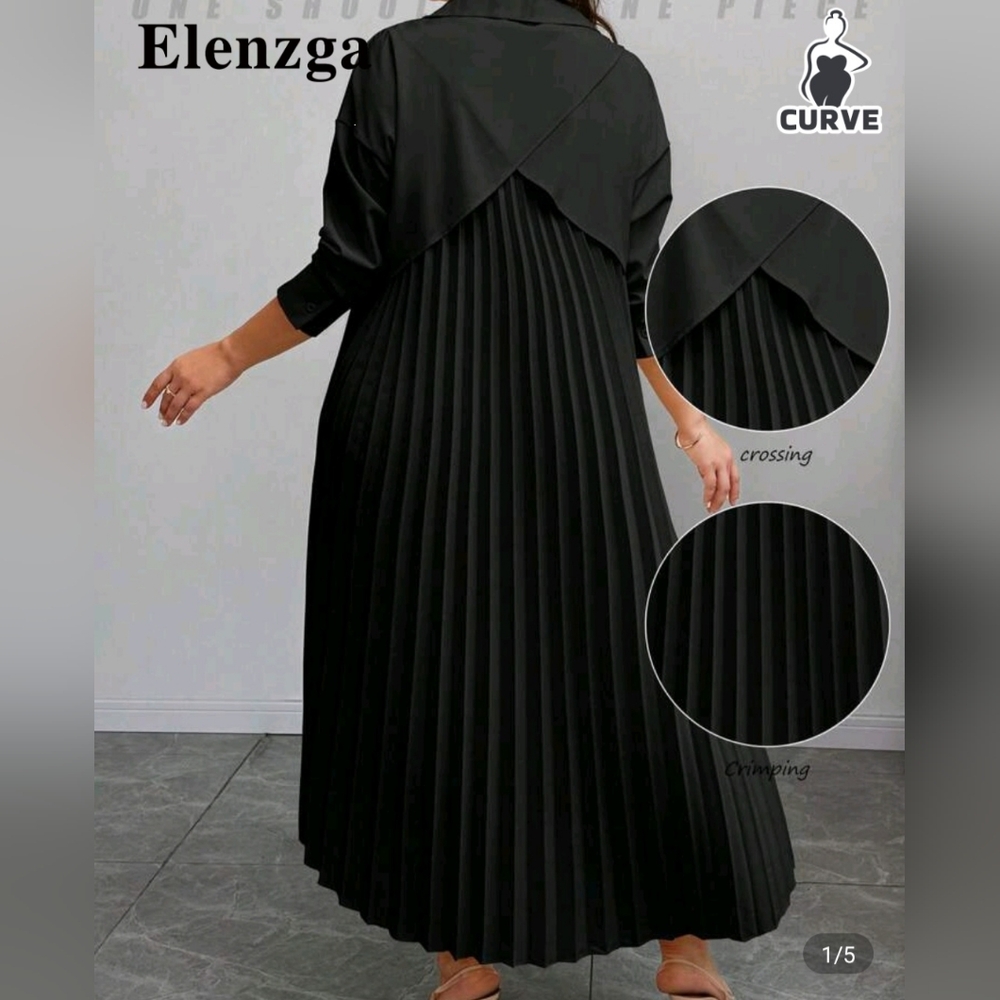 Black Pleated Women's Dress